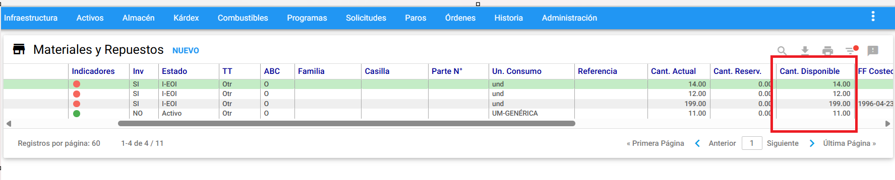 Materiales y Repuestos