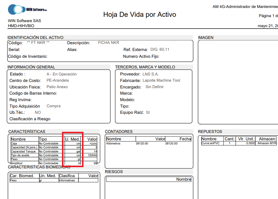 Hoja de Vida por Activo