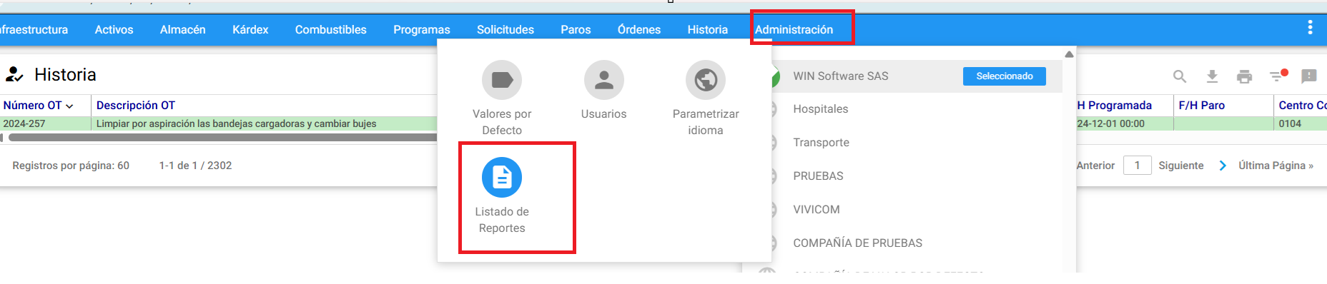 Listado de Reportes