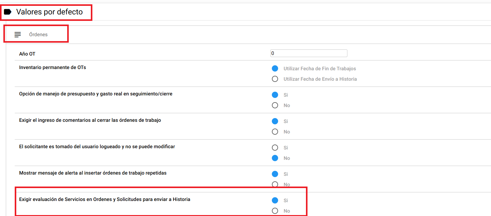 Valores por Defecto