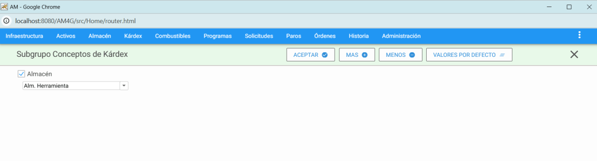 Clases de almacén listadas por registro