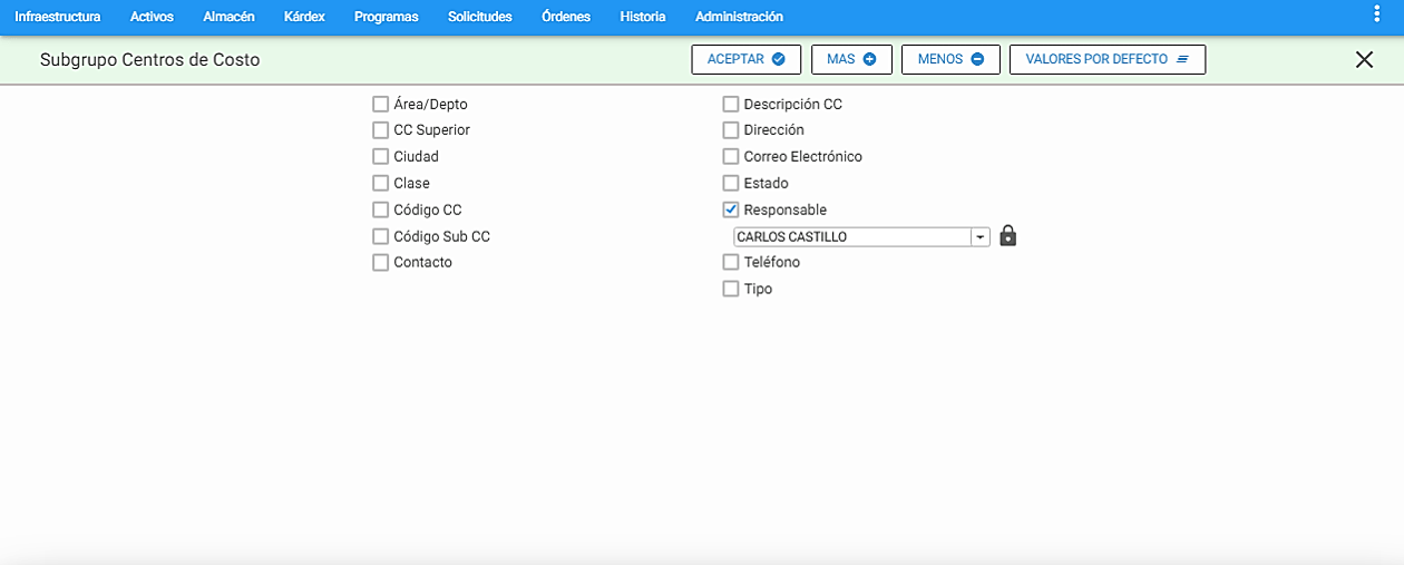 Subgrupo Criterio Responsable