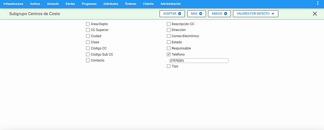 Subgrupo Criterio Teléfono