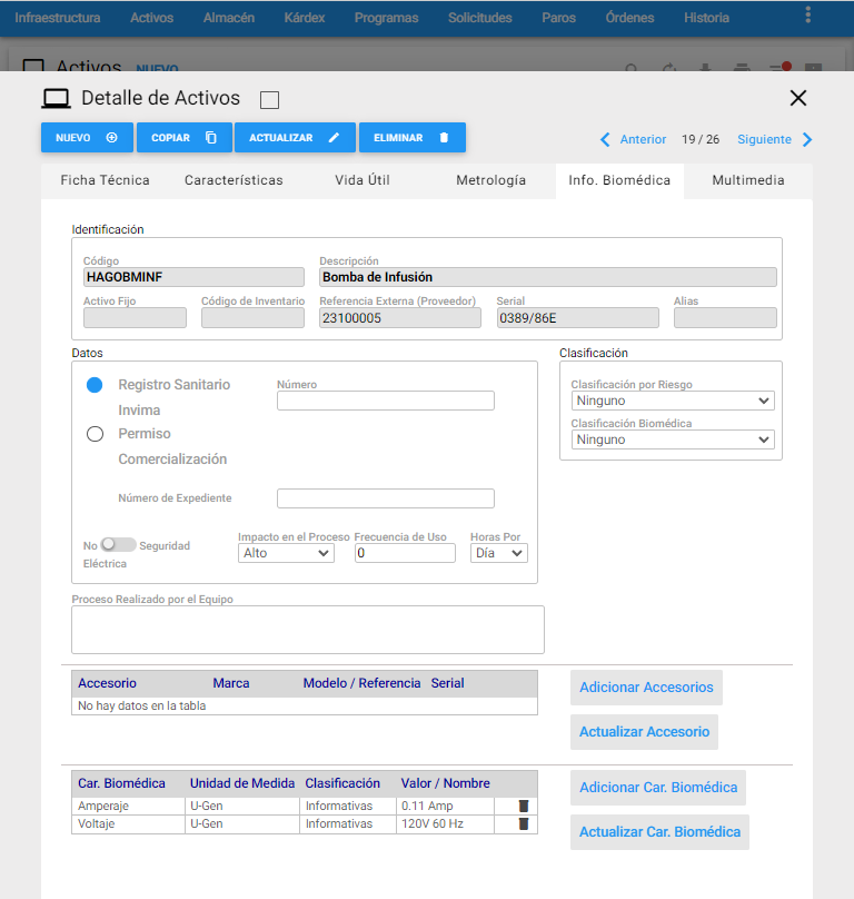 Activos - Info. Biomédica