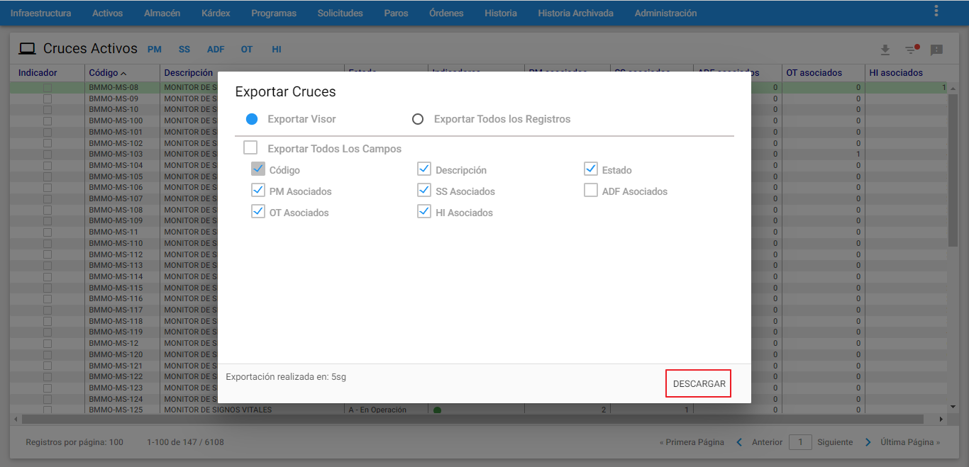 Activos - Descarga Grilla de Cruce de Activos