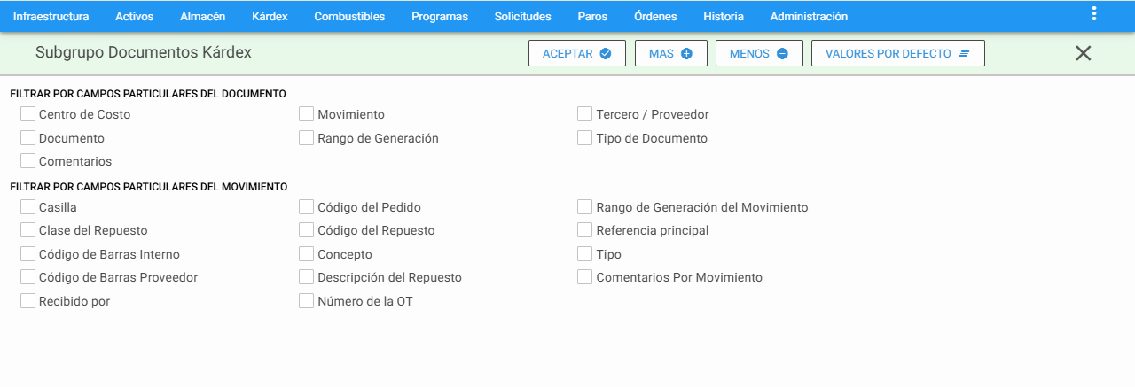 Kárdex - Subgrupo Documentos Kárdex