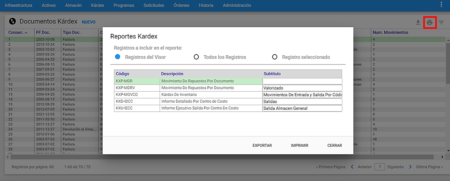 Kárdex - Reportes