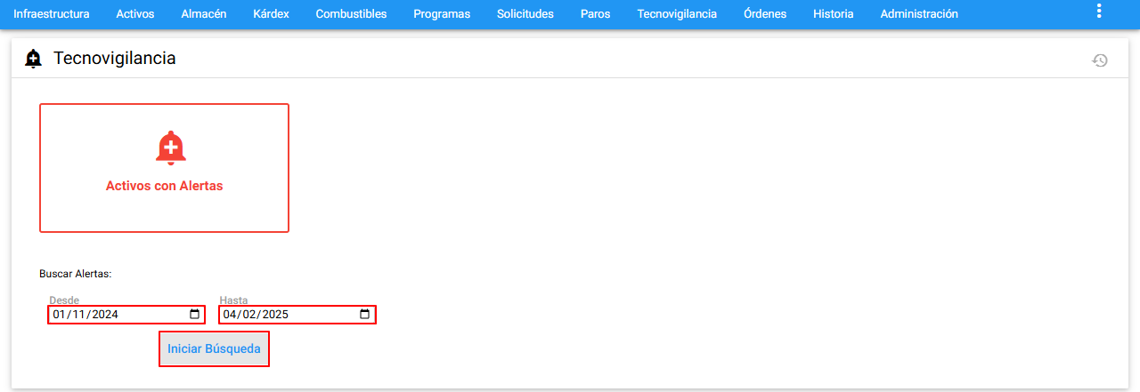 Tecnovigilancia - Iniciar búsqueda