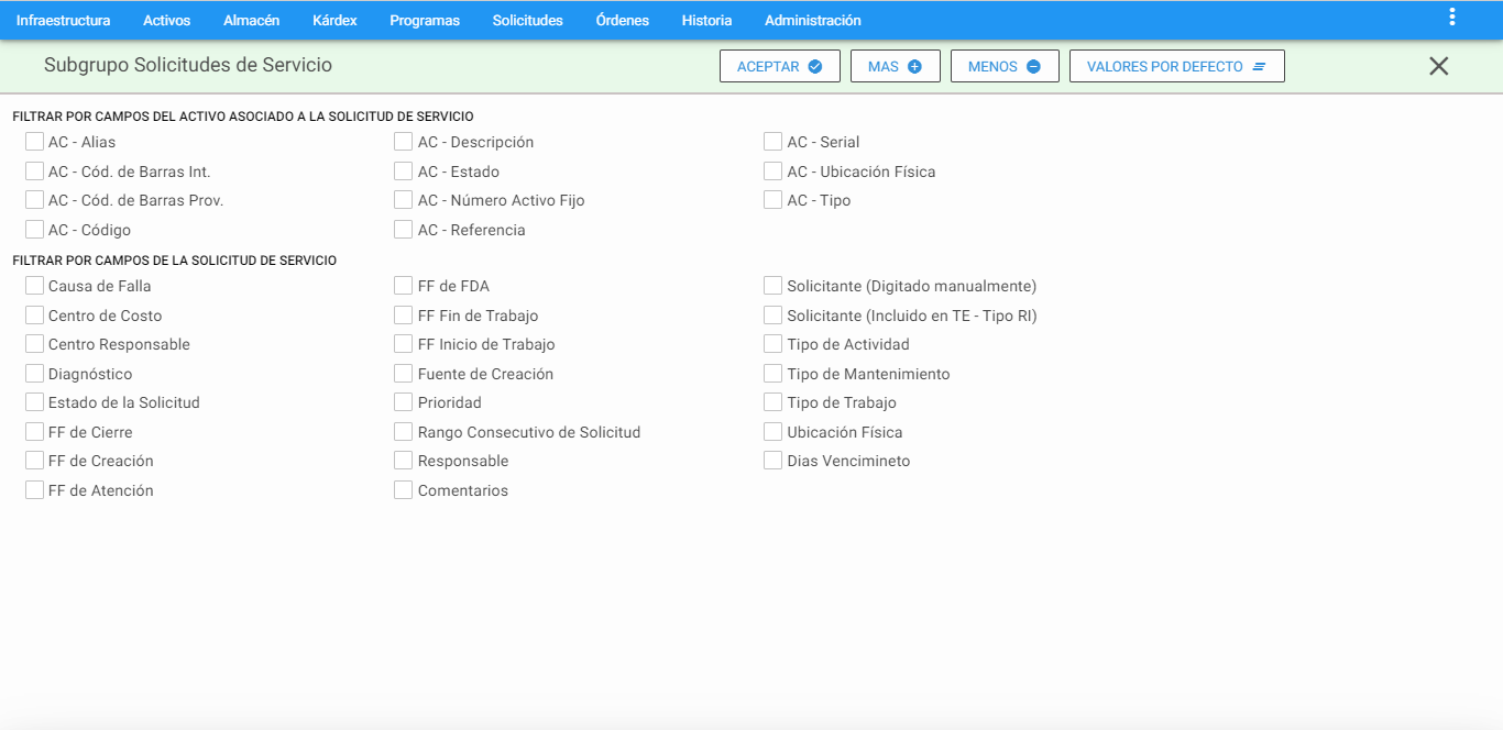 Solicitudes - Ir a Subgrupos