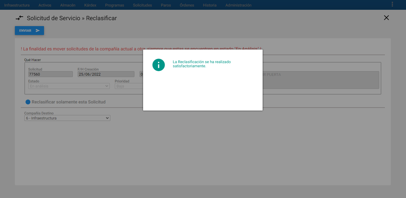 MM - Mensaje Alerta Reclasificar SS