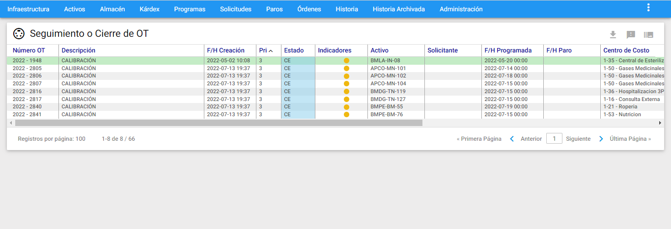 Órdenes - Actualización Seguimiento y Cierre Masivo