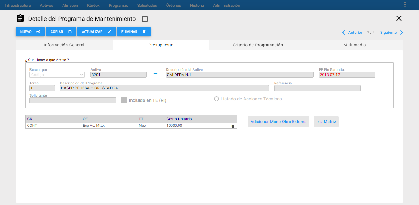 Programas de Mantenimiento - ME