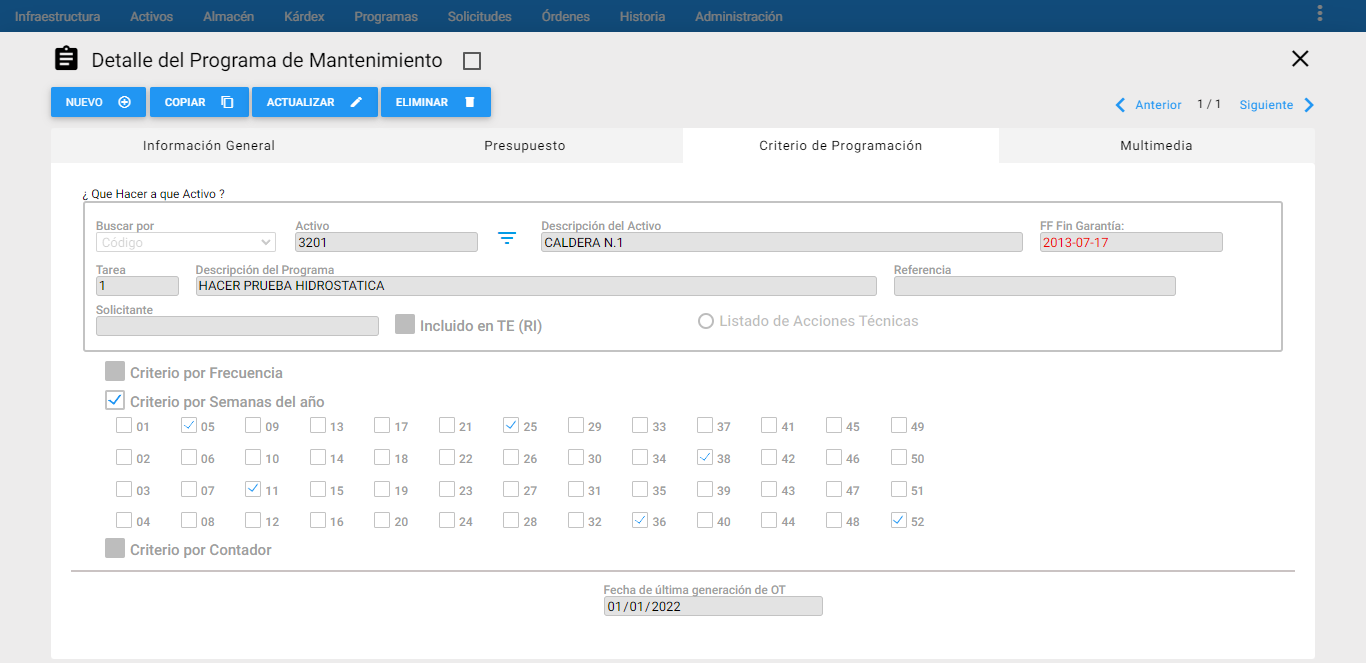 Programas - Semanas del Año