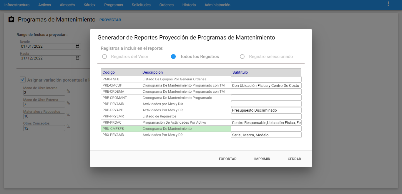 Programas - Proyección Diagrama Gantt