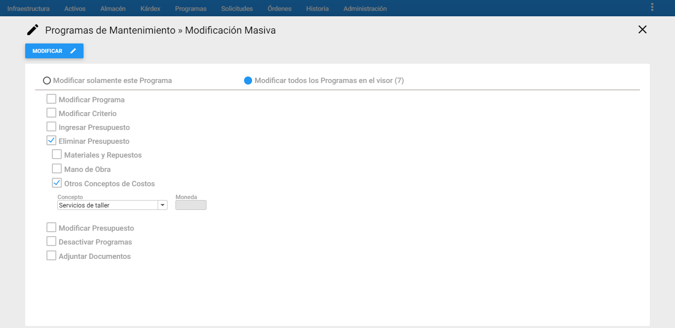 MM - Eliminar Otros Conceptos de Costos