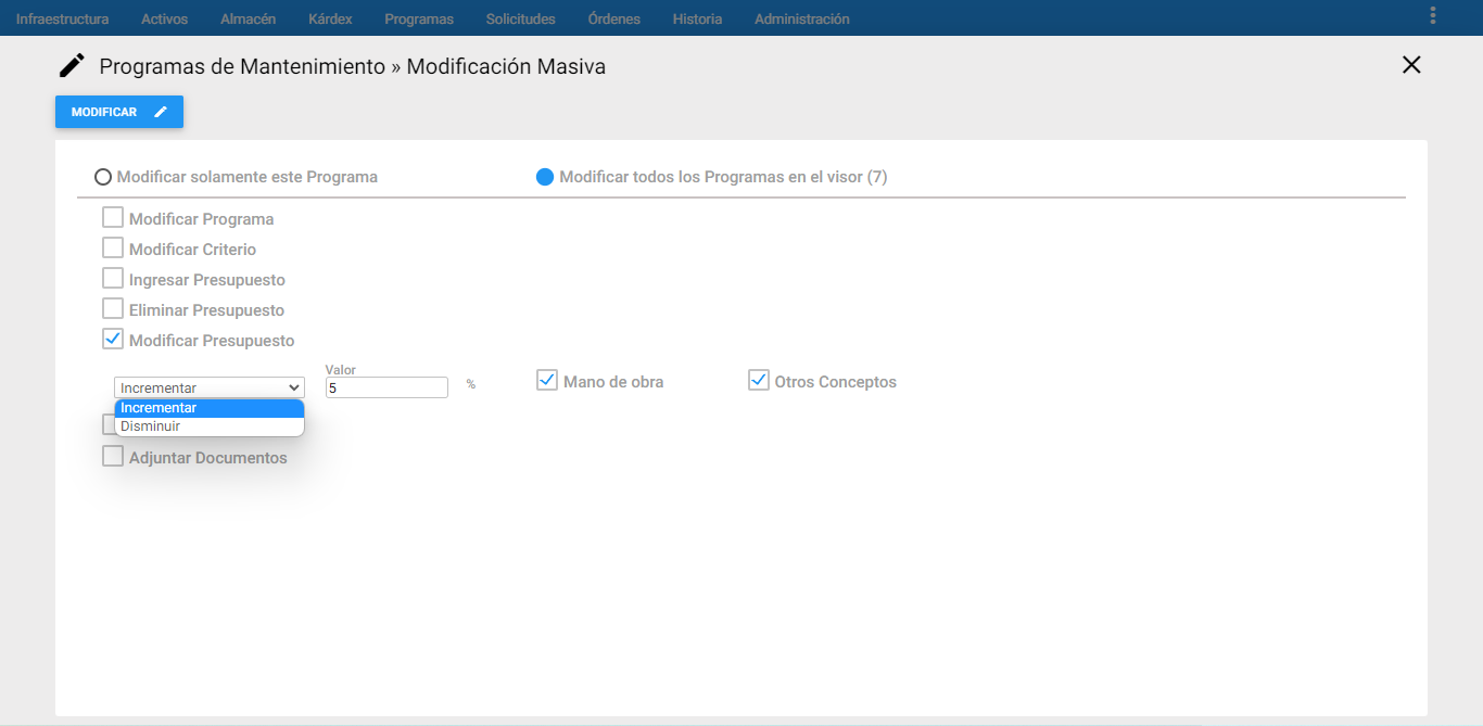 MM - Modificar Presupuesto