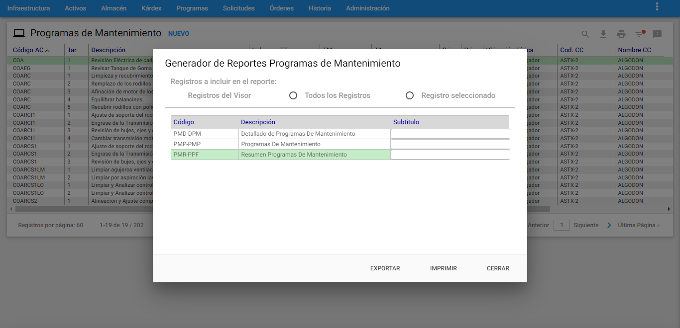 Programas - Reportes