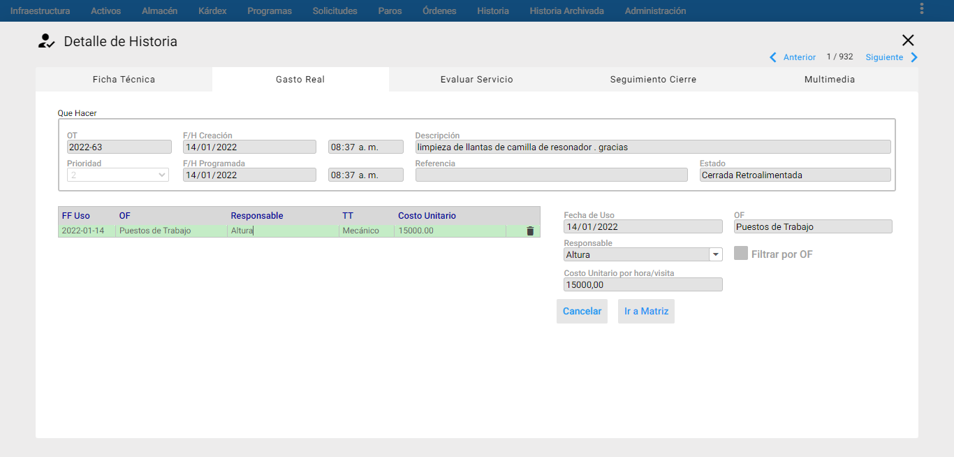 Historia Archivada - Gasto Real ME
