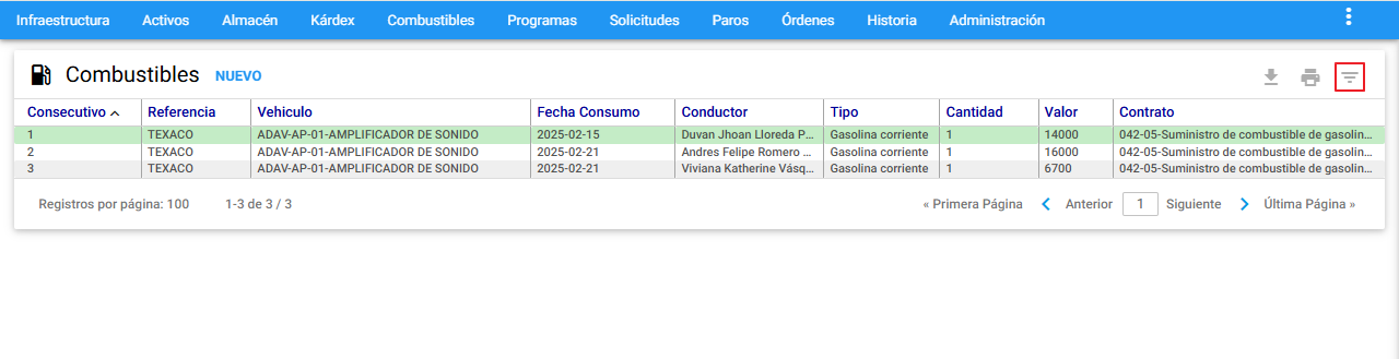Combustibles - Ir a Subgrupo