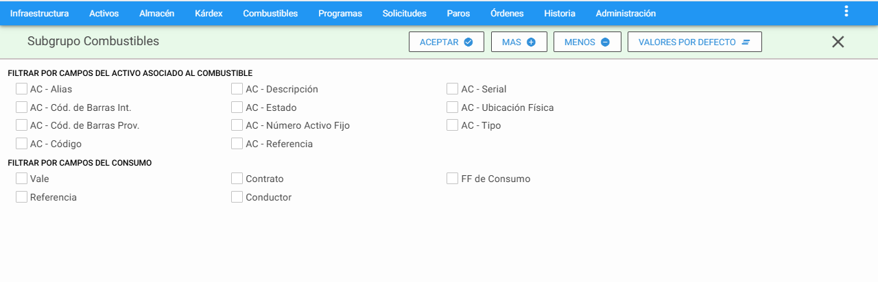 Combustibles - Subgrupo