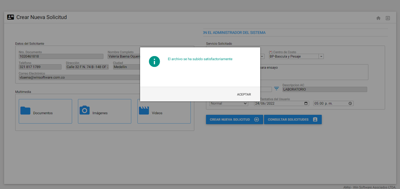 Mensaje registro SS