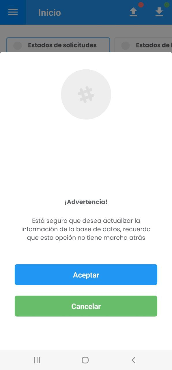 AMovil - Advertencia Sincronizar datos