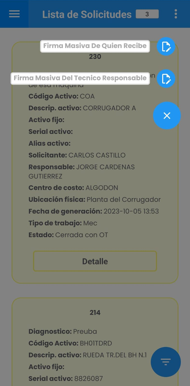 AMovil - Ir a Firma Encargado Solicitud