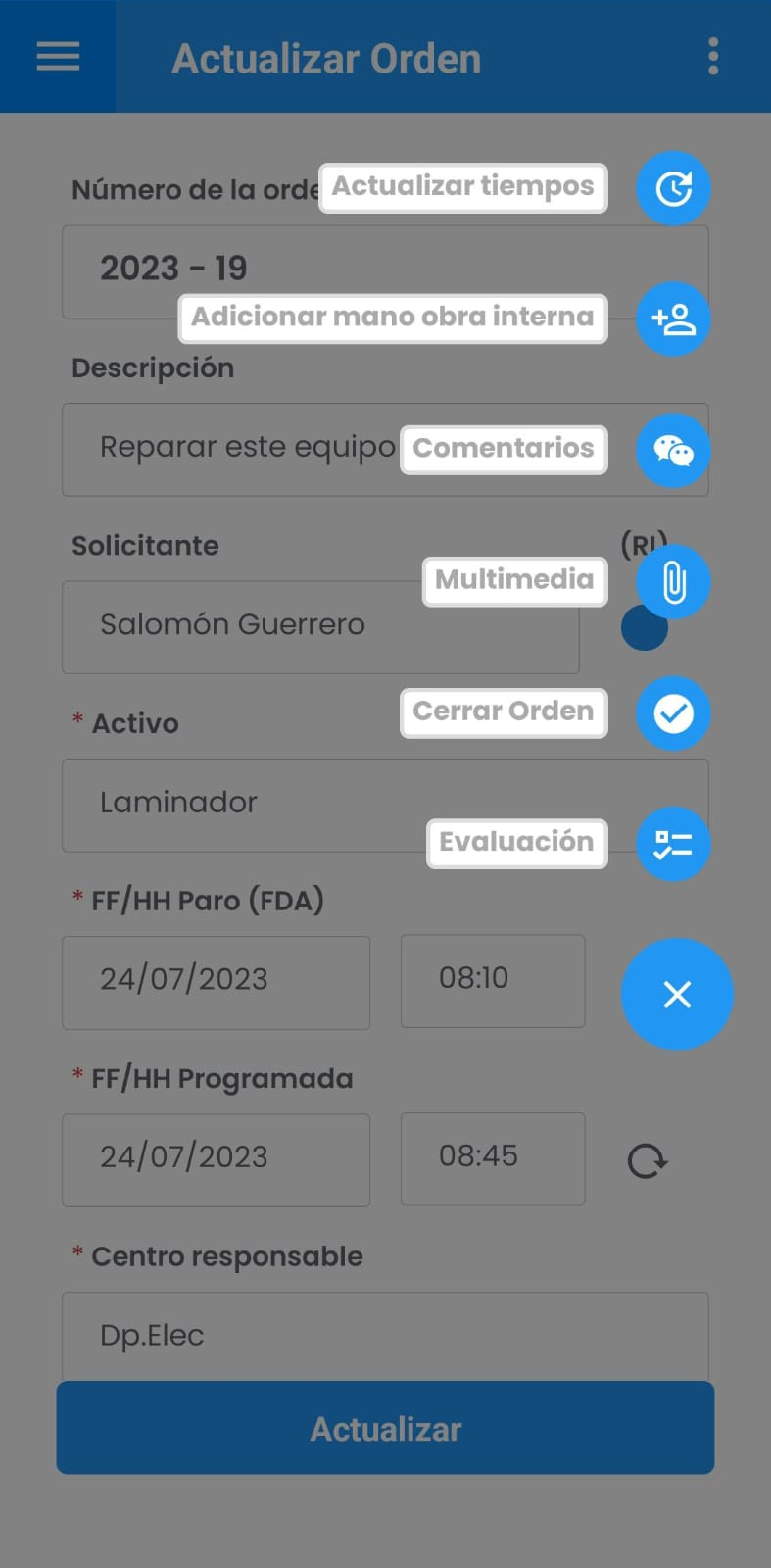 AMovil - Ir a Ordenes Comentarios