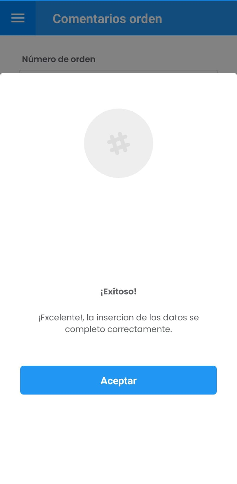 AMovil - Solicitudes Mensaje Alerta Comentarios