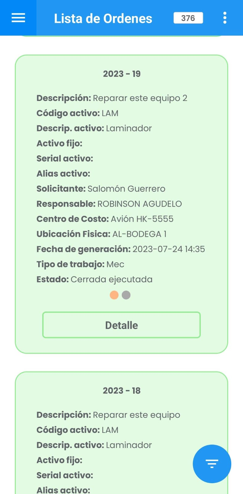 AMovil - Órdenes Indicador Firma