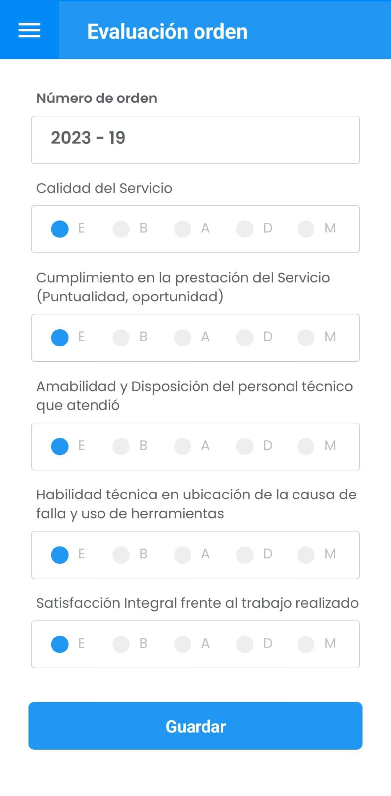 AMovil - Órdenes Evaluación