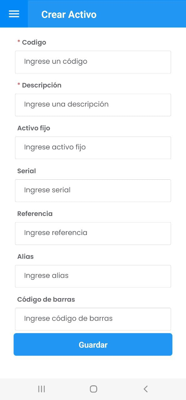 AMovil - Crear Activo Formulario