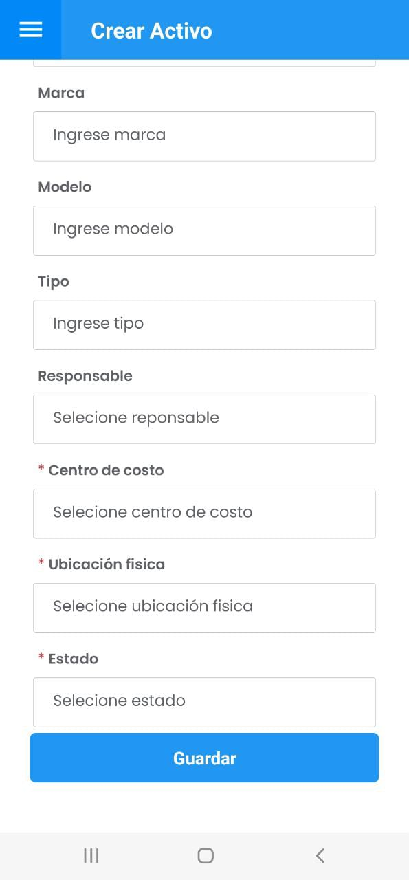 AMovil - Crear Activo Formulario