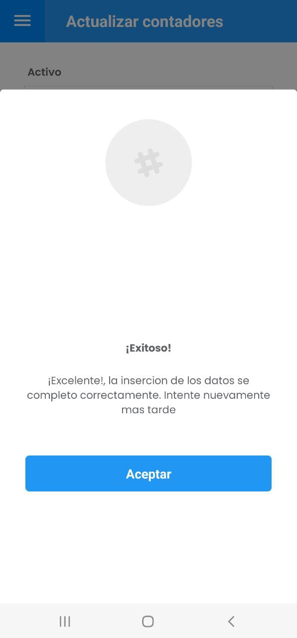 AMovil - Mensaje Alerta Actualizar Contadores