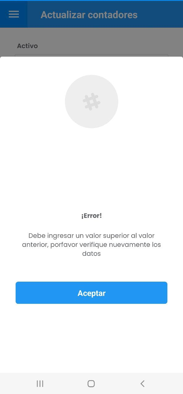 AMovil - Mensaje Alerta Actualizar Contadores