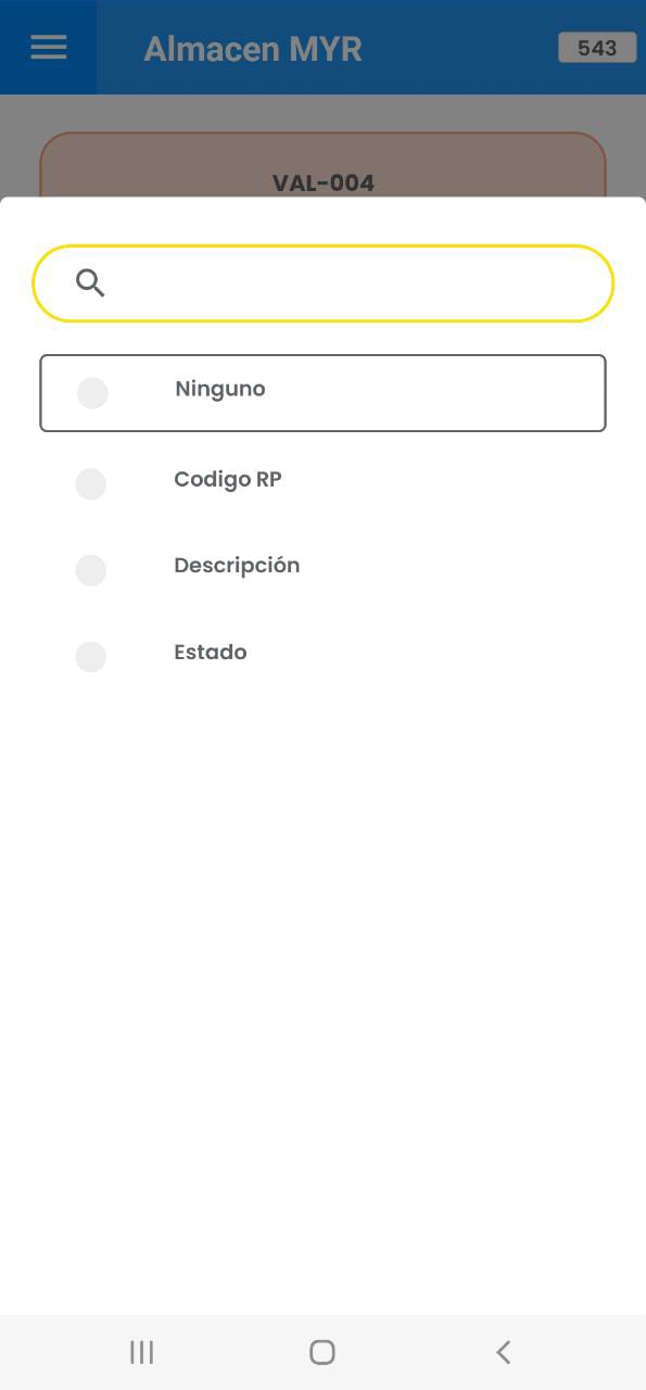 AMovil - Almacén Subgrupo Criterios de Búsqueda