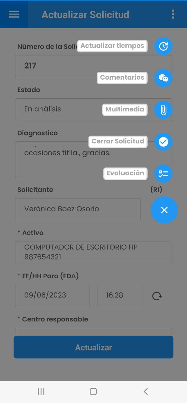 AMovil - Ir a Submenú Gestión/Cierre Solicitudes