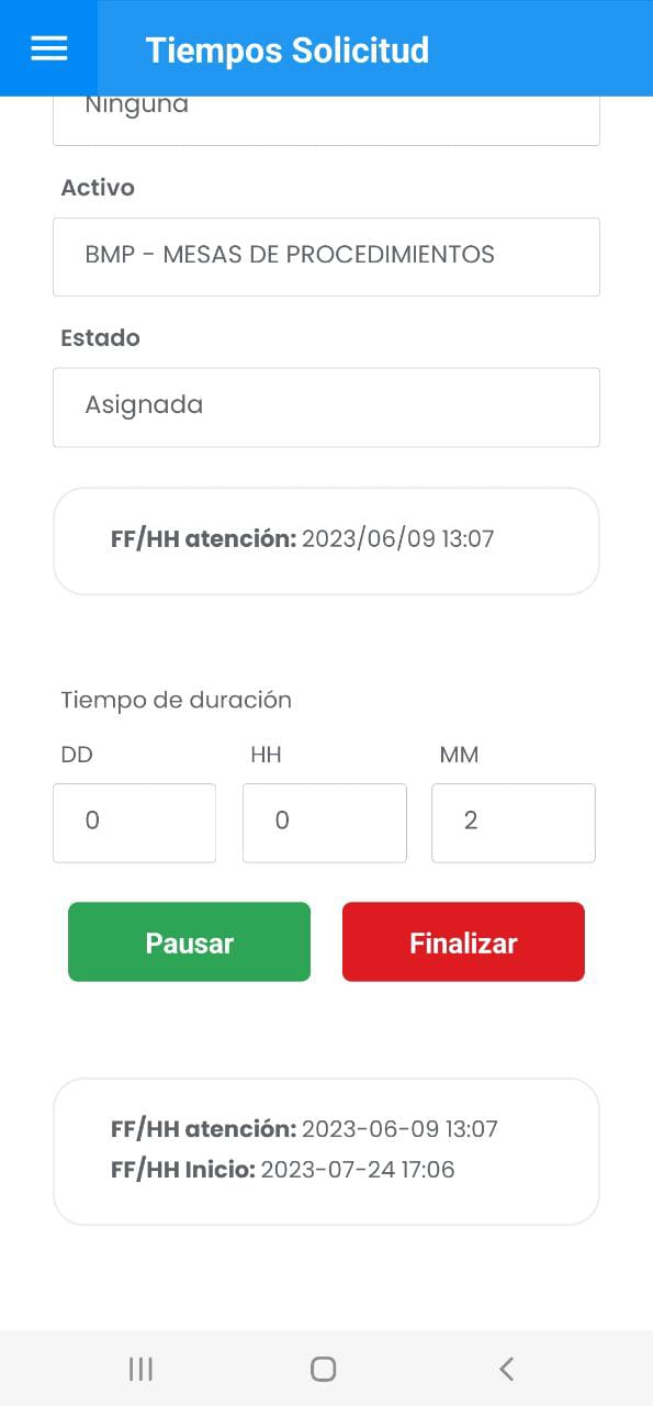 AMovil - Solicitudes Ingreso Automático de Tiempos