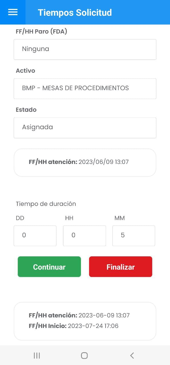 AMovil - Solicitudes Ingreso Automático de Tiempos