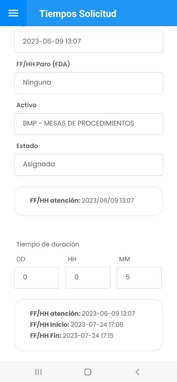 AMovil - Solicitudes Ingreso Automático de Tiempos