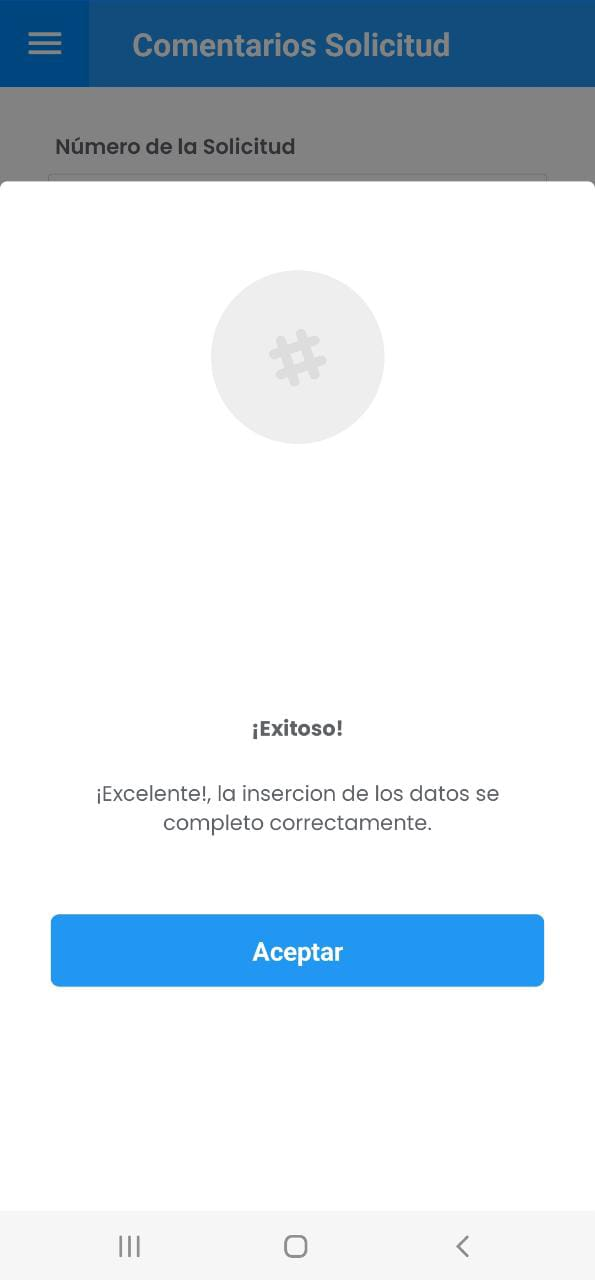 AMovil - Solicitudes Mensaje Alerta Comentarios