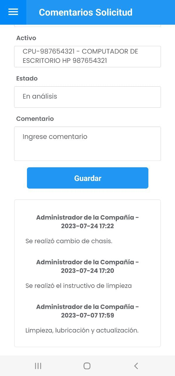AMovil - Solicitudes Detalle Comentarios