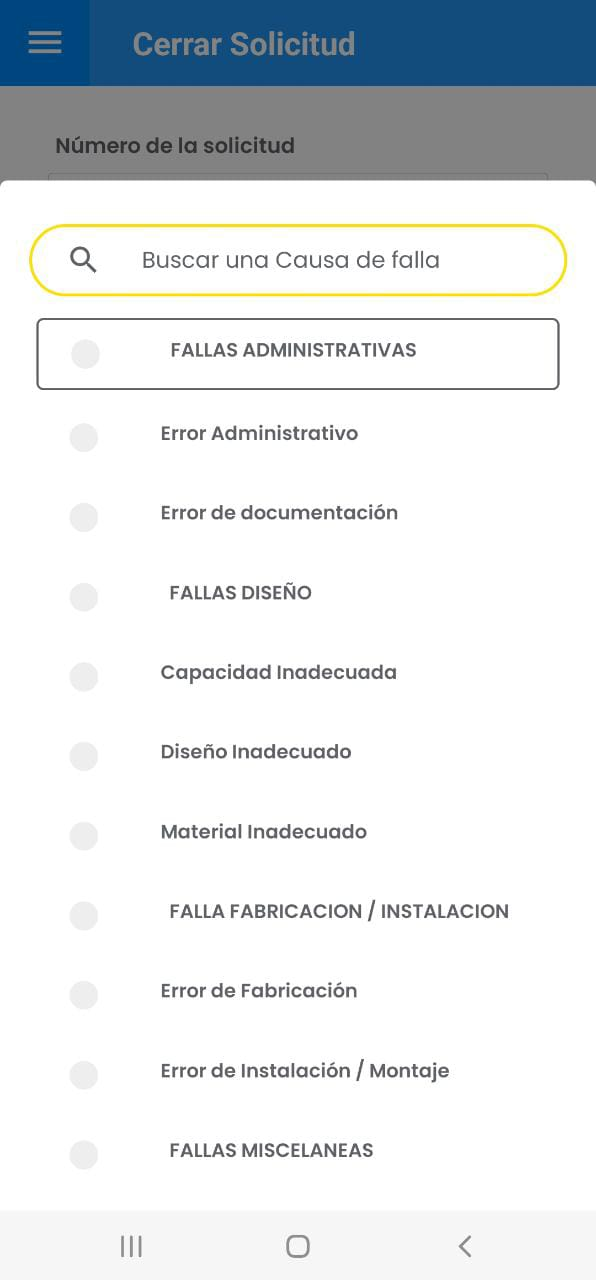 AMovil - Solicitudes Causa de Falla